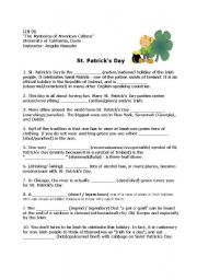 English Worksheet: St Patricks Day