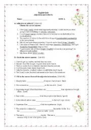 English Worksheet:  Quiz -  Adjectives and Adverbs