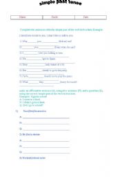 English Worksheet: simple past