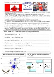 English Worksheet: Discovering a Canadian sport... Lacrosse