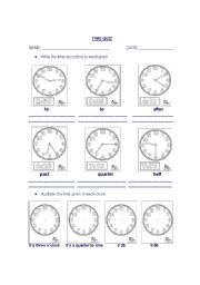English worksheet: Time exercise