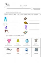 English worksheet: e test about clothes