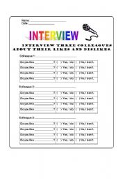 English worksheet: Likes and deslikes