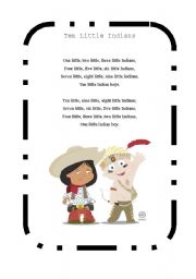 English Worksheet: Ten little indians song