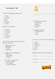 English worksheet: Vocabulary Test