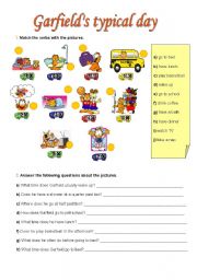 English Worksheet: Garfields typical day