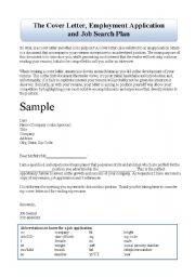 English Worksheet: Cover Letter, Job Application, Job Seach Plan