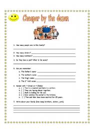 English Worksheet: Video Session - Cheaper by the dozen