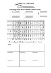 English worksheet: Word Hunt - BODY