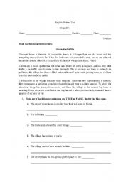 English Worksheet: Written test about living in the city