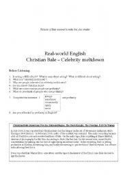 English worksheet: Christian Balt rant ***Warning - Explicit Language***