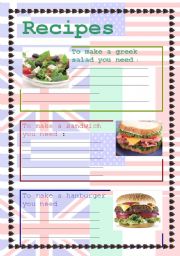 English Worksheet: Recipes
