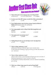 English worksheet: Another First Class Quiz
