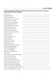 English Worksheet: Grammar mistakes