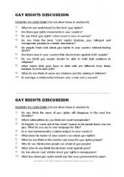 English Worksheet: gay rights disscusion