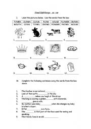 English Worksheet: Vowel Diphtongs   ou - ow