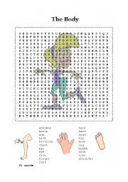 English Worksheet: Crossword - The body