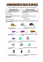 English Worksheet: COMPARATIVES WITH CLOTHES