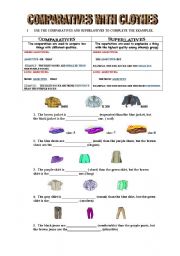 English Worksheet: COMPARATIVES WITH CLOTHES