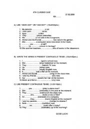 English Worksheet: simple quiz for 4th grades