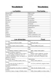 English Worksheet: Vocabulary English-spanish