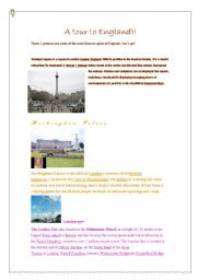 English worksheet: A tour of England