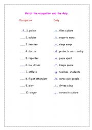 English worksheet: job