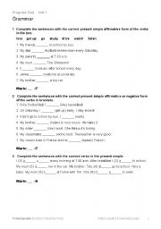 English worksheet: elementary present simple