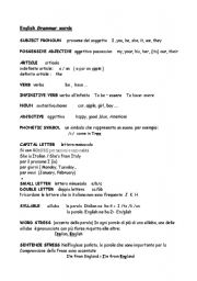 English Worksheet: English grammar words
