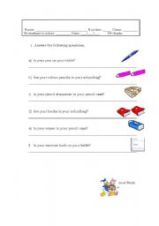 English Worksheet: worksheet