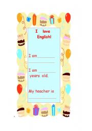 English worksheet: I LOVE ENGLISH!