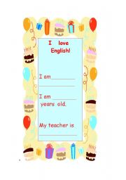 English Worksheet: I LOVE ENGLISH!