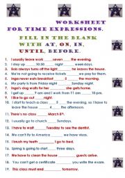 English Worksheet: Time expressions