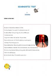 English Worksheet: Diagnostic test