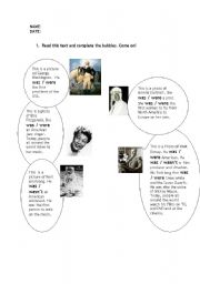 English Worksheet: was / were