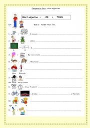 English Worksheet: Comparative form : greater degree