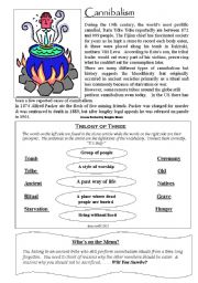 English Worksheet: cannibalism