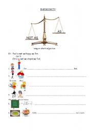 English worksheet: Comparative form : inferiority