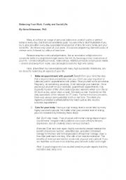 English Worksheet: Balancing work and life