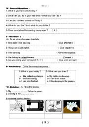 English worksheet: work sheet