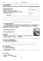 English worksheet: WORK SHEET