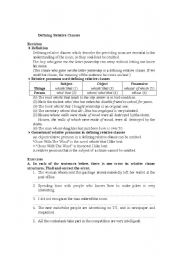 English Worksheet: Defining Relative Clauses