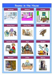 English Worksheet: Rooms in the house