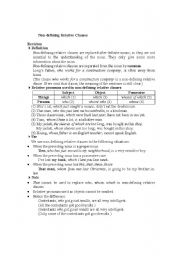 English Worksheet: Non-defining Relative Clauses