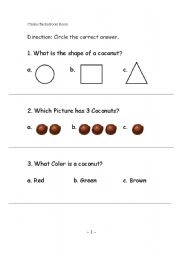 English Worksheet: Chicka Chicka Boom Boom Pre/ post test