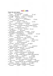 modal verbs,multiple choice exercises