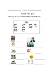 English Worksheet: Action Verbs