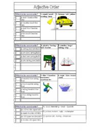 English Worksheet: Adjective order