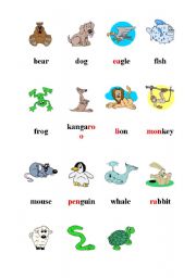 English Worksheet: animals