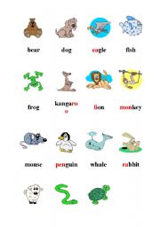 English worksheet: animals